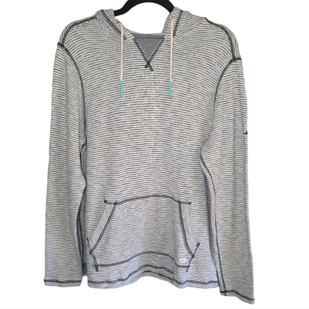 TOMMY BAHAMA Pullover Sweat Shirt Stripes White Black Men's Size S/P‎